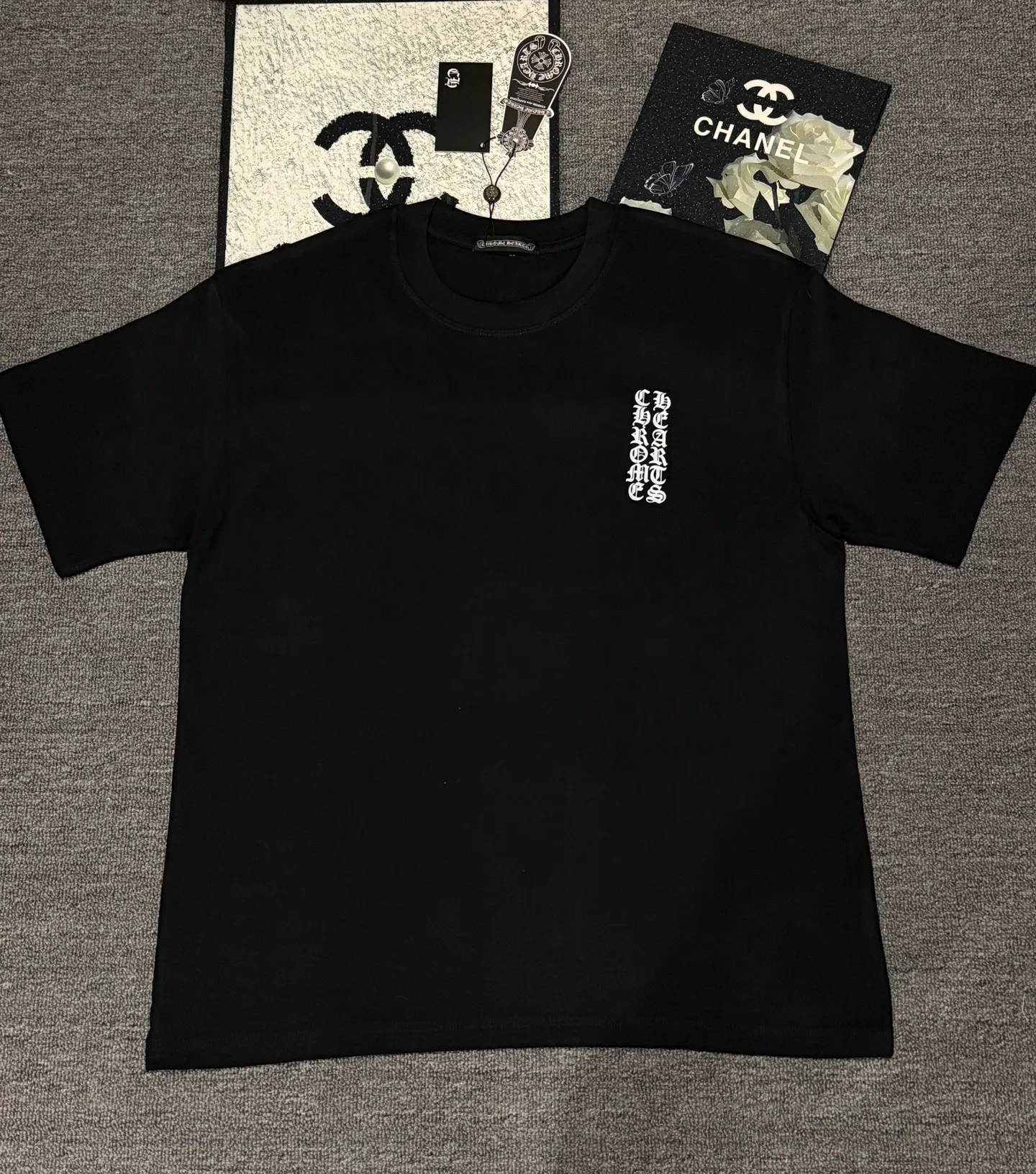 （ ） :YH 003 CH LOGO 1:1 Same Style 32 Breathable 1x 1 oversize 1:1 :White Black Size:S-XL